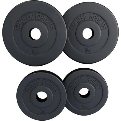 Gorilla Sports Sada záťažových kotúčov 2 x 5 kg + 2 x 10 kg
