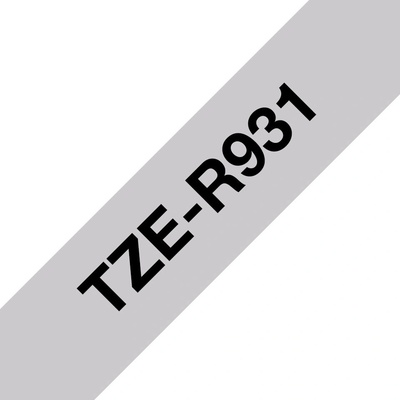 Brother TZE-R931 černá na stříbrné, 12 mm, textilní páska