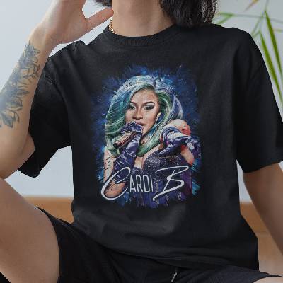 Tričko s potlačou Cardi B čierna