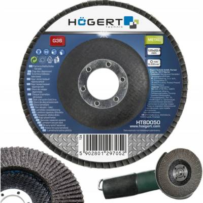 Hogert Diskový brusný kotouč s trnem 125 x 22,4 mm G80 HT8D053