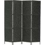 vidaXL Параван за стая, 4 панела, черен, 154x160 cм, воден хиацинт (247349)