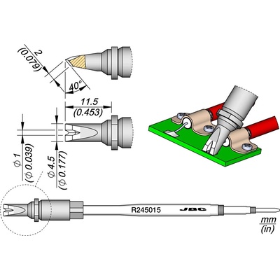 JBC R245015 – pájecí hrot Barrel pro kabely Ø 1 mm