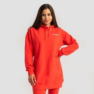 GymBeam Дамски суичър Limitless Longline Hot Red XXL