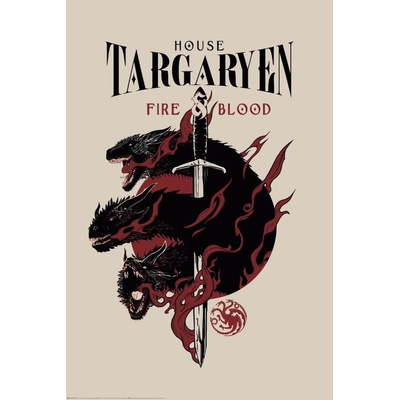 Plagát, Obraz - Game of Thrones - House Targaryen, 61 × 91.5 cm