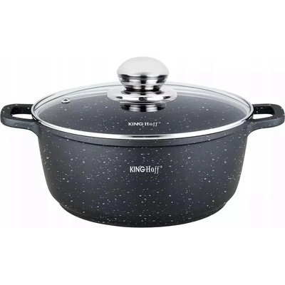 KINGHOFF Hrnec s poklicí mramorový povrch černý 1,3 l 16 cm plyn/indukce