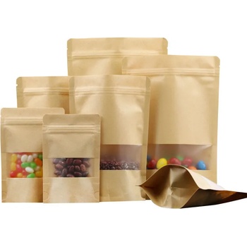 Image 1 of Стоящ хартиен плик с цип 21х31+(2х5), Кафяв с прозорец