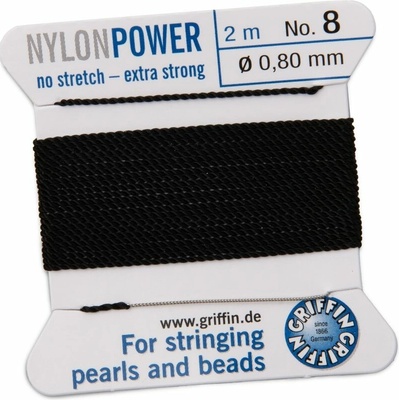 Griffin nylonová nit Nylon power s jehlou 0,8 mm/2 m černá - 1 ks