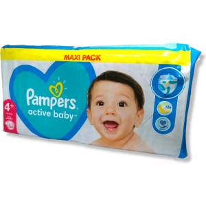  Бебешки пелени, Pampers Active-Baby, Номер 4+, 10-15кг, 54 броя
