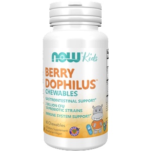 NOW NOW BerryDophilus Kids (пробиотици за деца), 60 дъвчащи таблетки