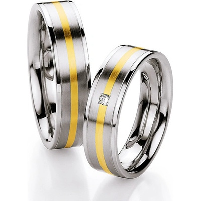 Snubní prsteny se zlatem a diamantem ST134