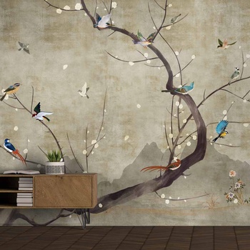 Decono Фототапет Дърво с Цветни Птици