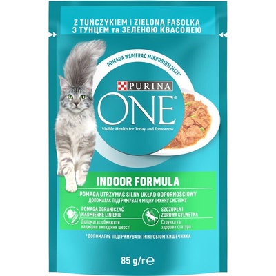 Purina ONE Indoor minifiletky s tuniakem a zelenými fazolkami ve šťávě 85 g