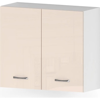 Голд - Аполо Горен кухненски шкаф с 2 врати и рафт Алис g13 80 см крем гланц