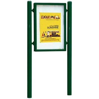 PROCITY Obojstranná vitrína Carrefour 1255x900 mm, vrátane stĺpikov, zelená