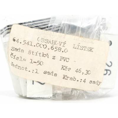 Štítky hranaté BIELE z PVC sada čísla 1-50