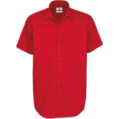 B&C Sharp pánská košel'a krátký rukáv deep red