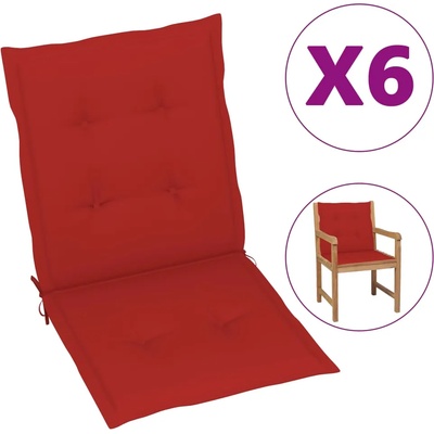 vidaXL Възглавници за столове 6 бр червени 100x50x3 см Оксфорд плат (314137)