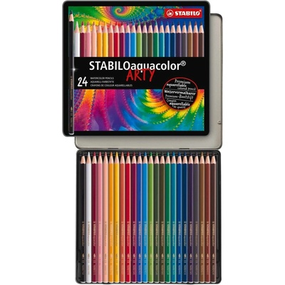 STABILO Pastelky akvarelové STABILOaquacolor, 24 ks ARTY v kovové krabičce