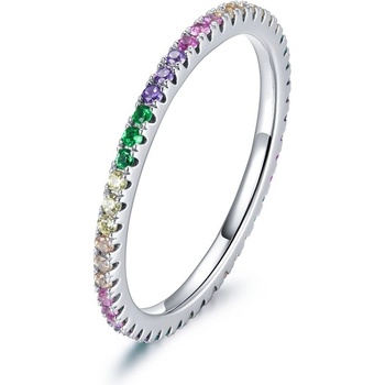 Ligot Strieborný prsteň s farebnými zirkónmi R0004