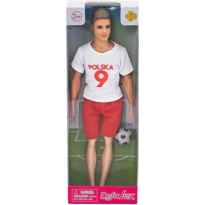 Defa Lucy bábika futbalistka v drese Poľsko s loptou 30 cm