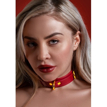 Image 1 of Taboom Bondage in Luxury D-Ring Collar Deluxe Red
