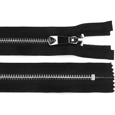 Kovový zip No 5 délka 20 cm s ozdobným jezdcem Varianta: 1 černá stříbrná, Balení: 1 ks