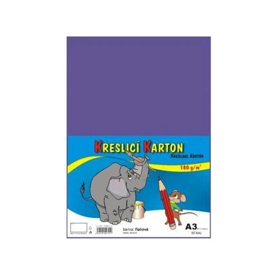 Karton barevný kreslicí A3 420 x 297 mm 50 listů/180 g fialový