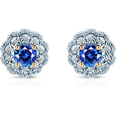 SAVICKI Обеци Rosavine: двуцветно злато, сини сапфири, диаманти