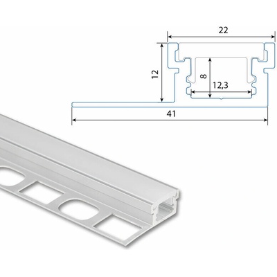 ML-761.063.43.1 Hliníkový profil DA pro obklady a dlažbu 41x13mm, včetně mléčného difuzoru, 1m
