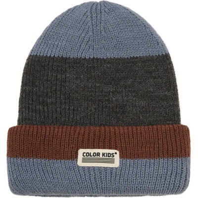 Dětská zimní čepice COLOR KIDS-Beanie W. Wool & Contrast-7842-Stormy Weather Šedá