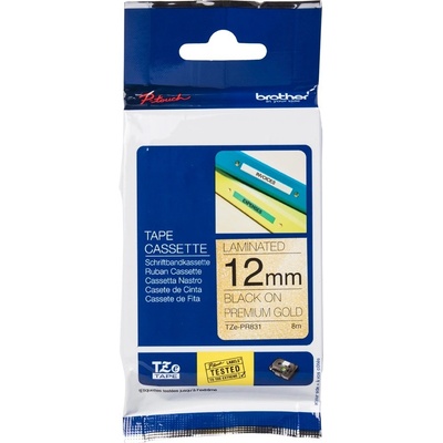 páska BROTHER TZePR831 čierne písmo, zlatá premium páska Tape (12mm) (TZEPR831)