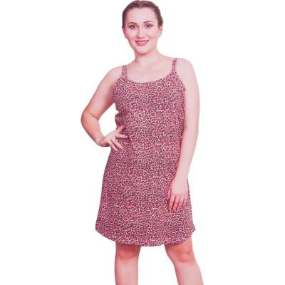 Макси нощница с леопардов принт в розово и кафяво