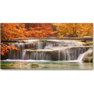 Fotoobraz na skle vodopád jeseň 100x50 cm