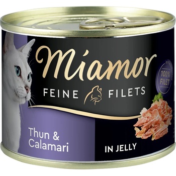 Miamor 6х185г Miamor Fine Fillets, консервирана храна за котки - риба тон и калмари в желе