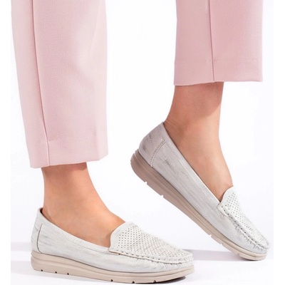 Originální mokasíny bílé dámské bez podpatku