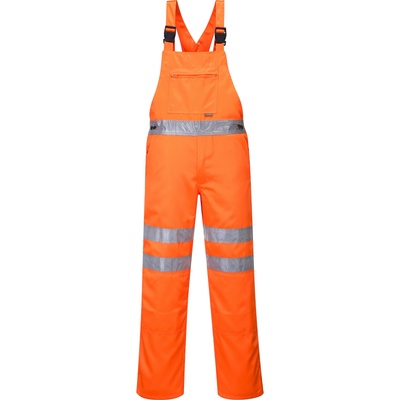 Portwest hi-vis rt43 / Светлоотразителен панталон с гащеризон - hv оранжев l (rt43orrl)