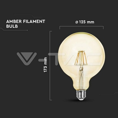 V-TAC LED žiarovka E27 G125 12W 2200K filament