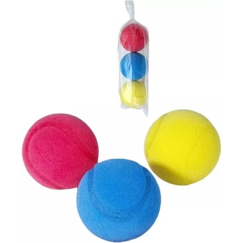 Míčky na soft tenis barevné pěnové 7cm molitanové tenisáky set sáček