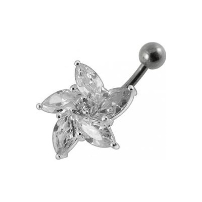 Šperky4U stříbrný piercing do pupíku kytička BP01159-C