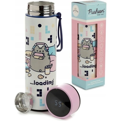 Pusheen nerezová termoláhev s digitálním teploměrem 450 ml Kočka