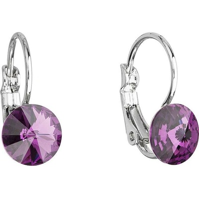 Pavona Náušnice bižuterie s Preciosa krystaly fialové kulaté 51031.3 amethyst