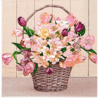 Ubrousek 33x33cm KOŠÍK KVĚTŮ – Zboží Dáma