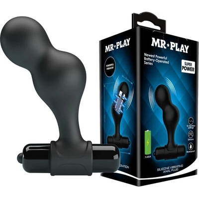 Mr Play Silicone Vibrating Anal Plug Black