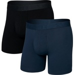Saxx Мъжко синтетично термобельо Saxx Droptemp Cooling Cotton Trunk Fly 2-Pack Everyday base layer - Dark Ink / Black (014-2659-0113)