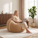 vidaXL Стол тип боб Бежово 95 x 93 x 71 см Шерпа (943963)