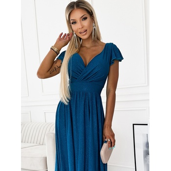 Numoco Къса рокля с деколте и къси ръкави - тъмносиня с брокат Numoco MATILDE numoco | Sin | ЖЕНИ | XS