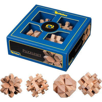 Set 4 drevených hlavolamov