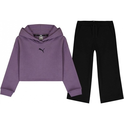 Puma Fleece Tracksuit Junior Girls Purple/Black