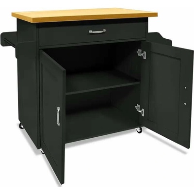 Servírovací stolek kolečka kov dřevo černá/buk NoBi ERIK