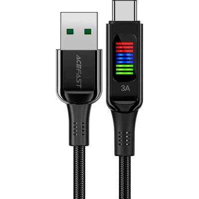 ACEFAST Кабел Acefast C7-04, USB-A към USB-C, 60W, 1.2m, с дисплей, черен (C7-04)